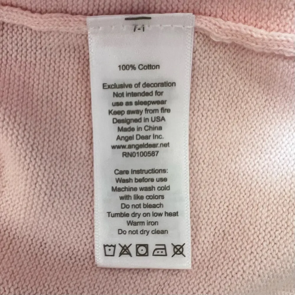 Angel Dear Cardigan Baby Girls 6-12M Pink Cotton Hedgehog Embroidered Sweater
